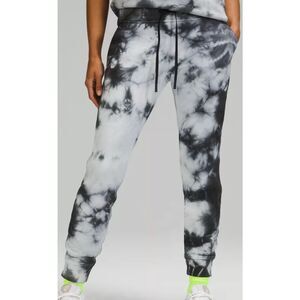 LULULEMON warm down TIE DYE black white JOGGERS SWEAT PANTS sz 6